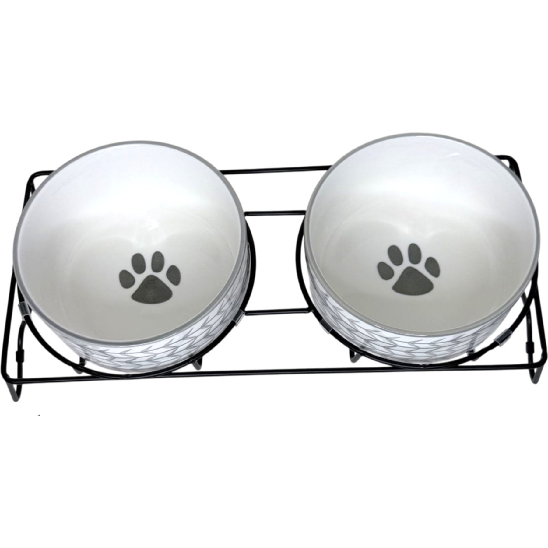 Signature Housewares Arrow 6-in Elevated Ceramic Dog Bowl, Small, Gray