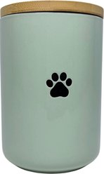 Signature Housewares Paw Canister Ceramic Cat Treat Jar, Small, Mint