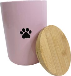 Signature Housewares Paw Canister Ceramic Cat Treat Jar, Small, Pink slide 2 of 7