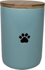 Signature Housewares Paw Canister Ceramic Cat Treat Jar, Small, Aqua