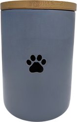 Signature Housewares Paw Canister Ceramic Cat Treat Jar, Small, Gray