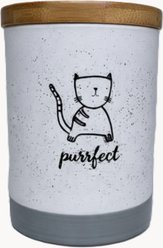 Signature Housewares Purrfect Canister Ceramic Cat Treat Jar, Gray, Small slide 2 of 6