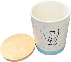 Signature Housewares Meow Canister Ceramic Cat Treat Jar, Small, Blue slide 2 of 6