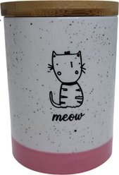 Signature Housewares Meow Canister Ceramic Cat Treat Jar, Small, Pink