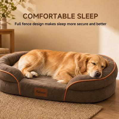 Show full view: Kylinsure Waterproof Orthopedic Bolster Dog & Cat Bed with Removable Cover, Brown, Medium slide 4 of 8
