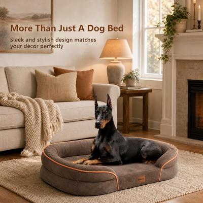 Show full view: Kylinsure Waterproof Orthopedic Bolster Dog & Cat Bed with Removable Cover, Brown, Medium slide 8 of 8