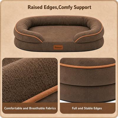 Show full view: Kylinsure Waterproof Orthopedic Bolster Dog & Cat Bed with Removable Cover, Brown, Medium slide 5 of 8