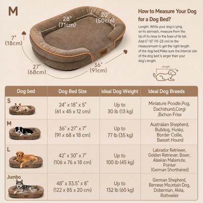 Show full view: Kylinsure Waterproof Orthopedic Bolster Dog & Cat Bed with Removable Cover, Brown, Medium slide 6 of 8