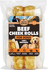Brutus & Barnaby 10 to 12-in High Protein & Rawhide-Free Thick Chicken Wrapped & Beef Cheek Rolls Natural Dog Chew Treats, 4 count
