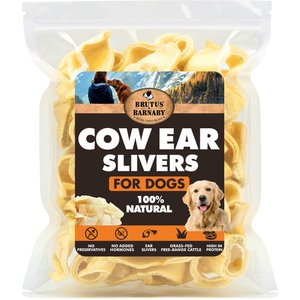 Brutus & Barnaby Premium Grass-Fed Angus Cow Ear Slivers Natural Dog Chew Treats, 8.81-oz bag