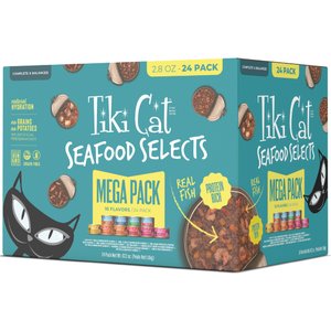 Tiki Cat Seafood Selects Mega Pack Grain-Free Wet Cat Food, 2.8-oz can, case of 24