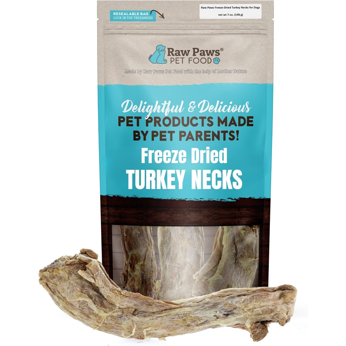 Raw Paws Turkey Neck Freeze-Dried Dog Treats, 7-oz bag