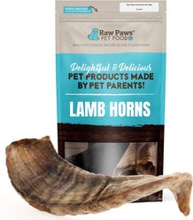 Raw Paws Lamb Horns Dog Chew, Large, 2 count
