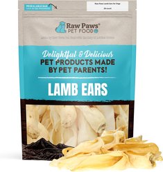 Raw Paws Lamb Ears Natural Dog Chew Treats, 30 count
