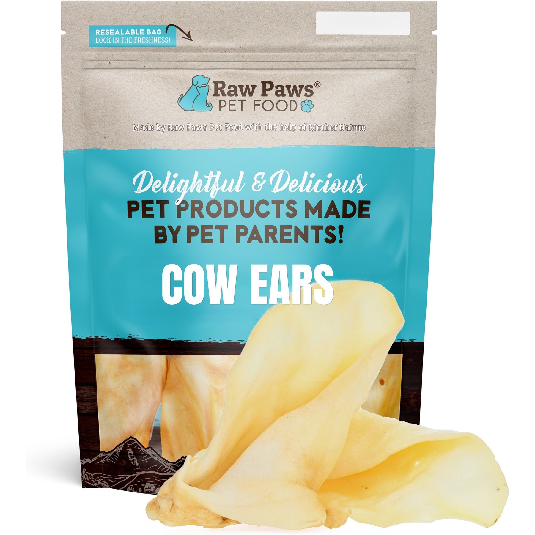Raw Paws Natural Cow Ear Dog Chew Treats, 5 count