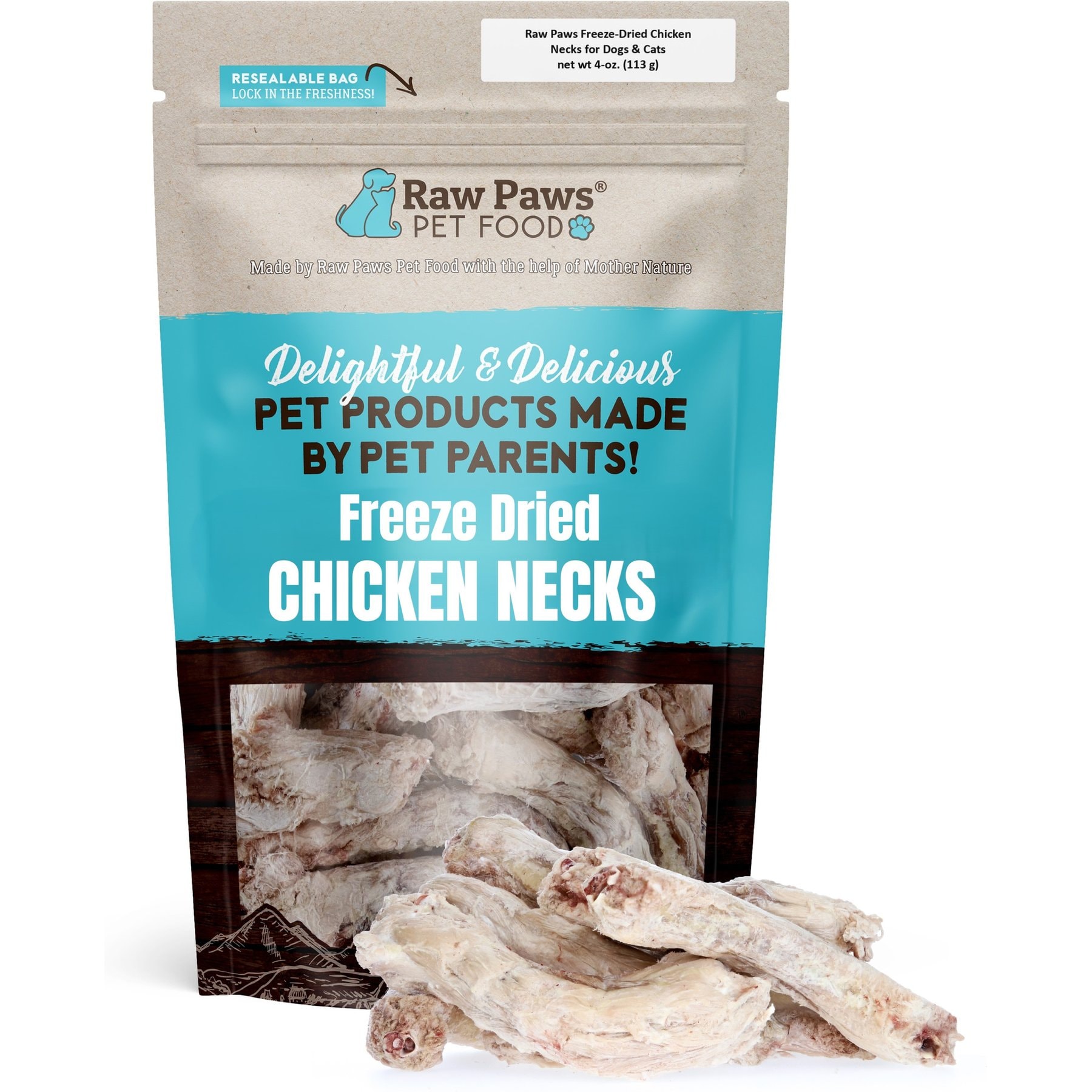 Raw Paws Raw Paws Chicken Neck Freeze-Dried Dog & Cat Treats, 4-oz bag