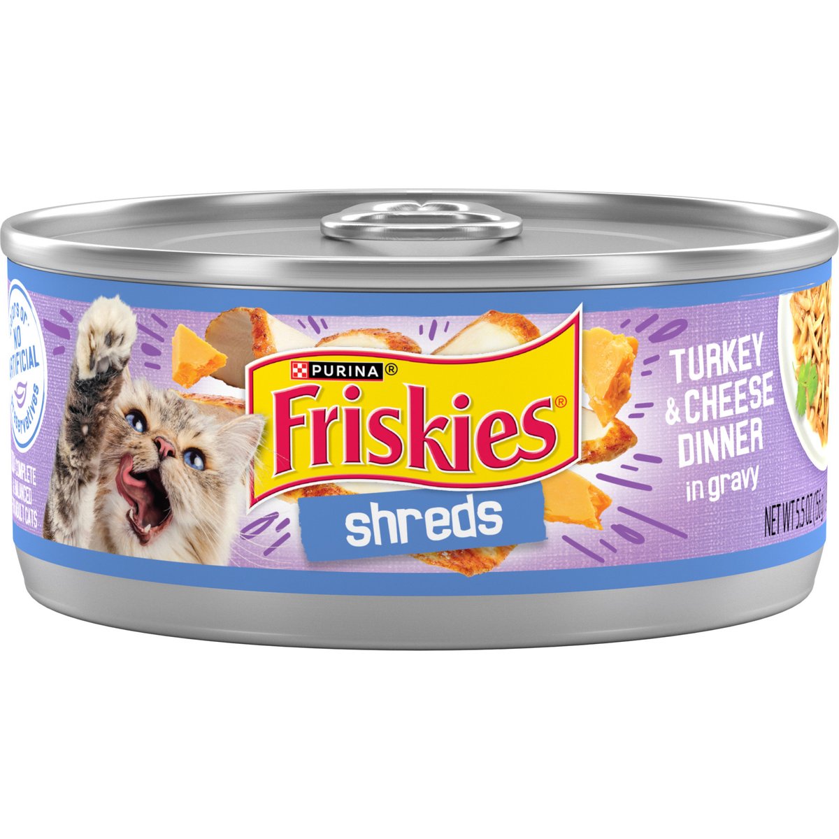 Friskies Savory Shreds Turkey & Cheese Canned Cat Food, 5.5-oz, 24 ct