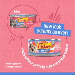 Friskies Savory Shreds with Salmon in Sauce Canned Cat Food, 5.5-oz, case of 24 slide 2 of 8