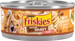 Friskies Extra Gravy Chunky with Chicken in Savory Gravy Canned Cat Food, 5.5-oz, case of 24