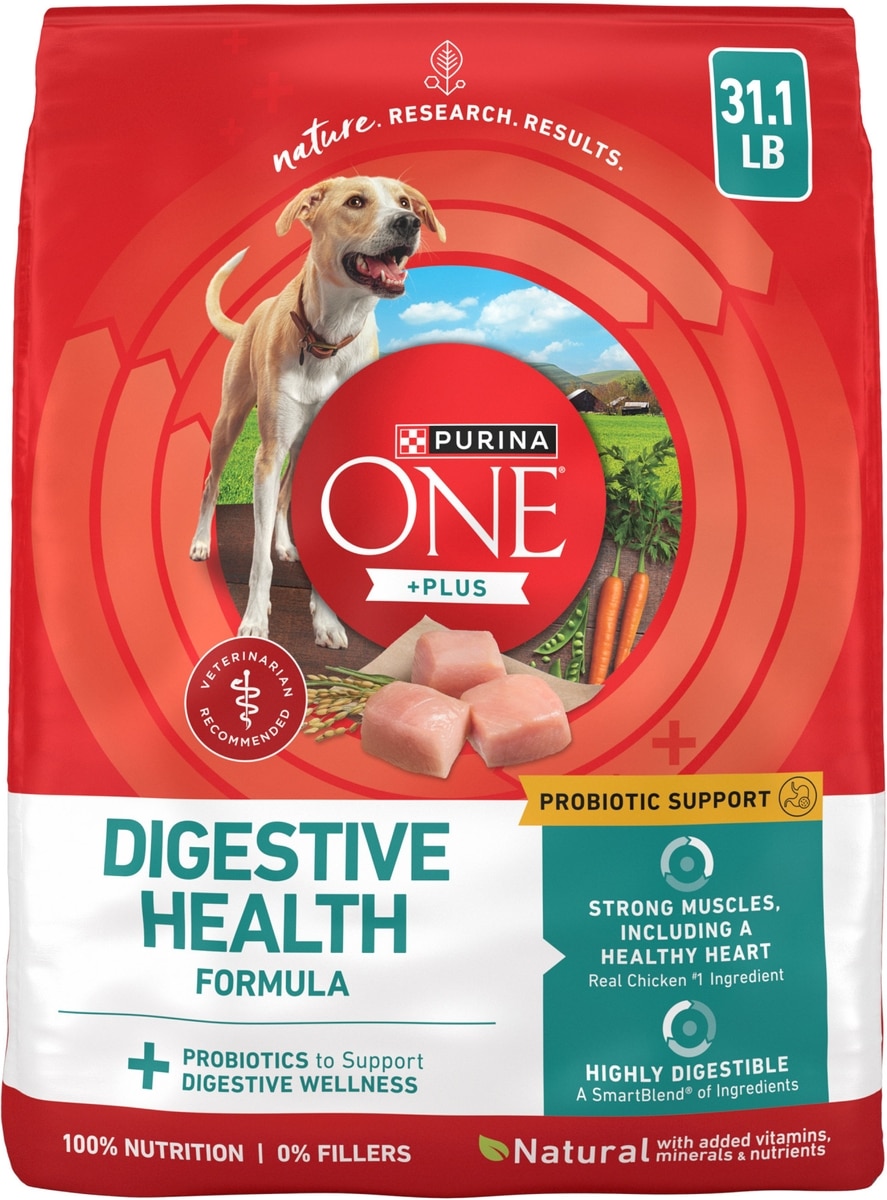 PURINA ONE +Plus Adult Digestive Health Formula Dry Dog Food, 31.1