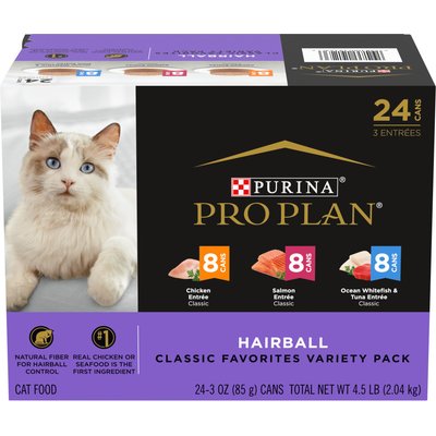 Purina Pro Plan Purina Pro Plan Hairball Entrees Control Variety Pack Wet Cat Food, 3-oz can, case of 24