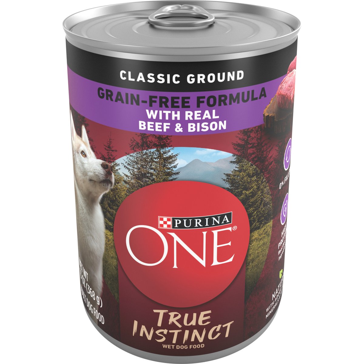 Purina ONE SmartBlend True Instinct Classic Ground Real Beef & Bison Grain-Free Wet Dog Food, 13-oz can, case of 12