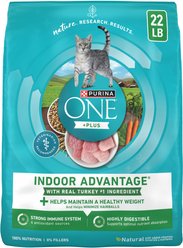 Purina ONE +Plus Indoor Advantage with Real Turkey Weight-Control & Hairball Adult Dry Cat Food, 22-lb bag
