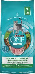 Purina ONE +Plus Indoor Advantage Adult Natural, Low Fat, Weight Control, Indoor Real Turkey Dry Cat Food, 7-lb bag