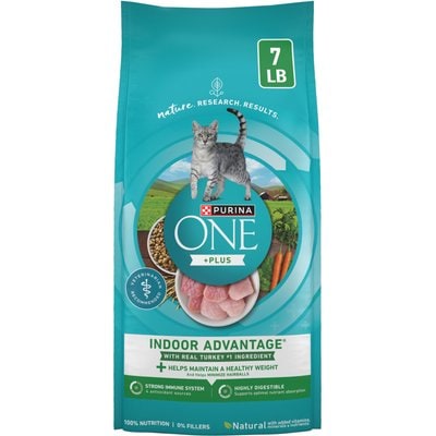Purina ONE Purina ONE +Plus Indoor Advantage Adult Natural, Low Fat, Weight Control, Indoor Real Turkey Dry Cat Food, 7-lb bag