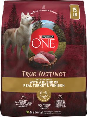 PURINA ONE True Instinct High-Protein with Real Turkey & Venison Dry Dog  Food, 15-lb bag - Chewy.com