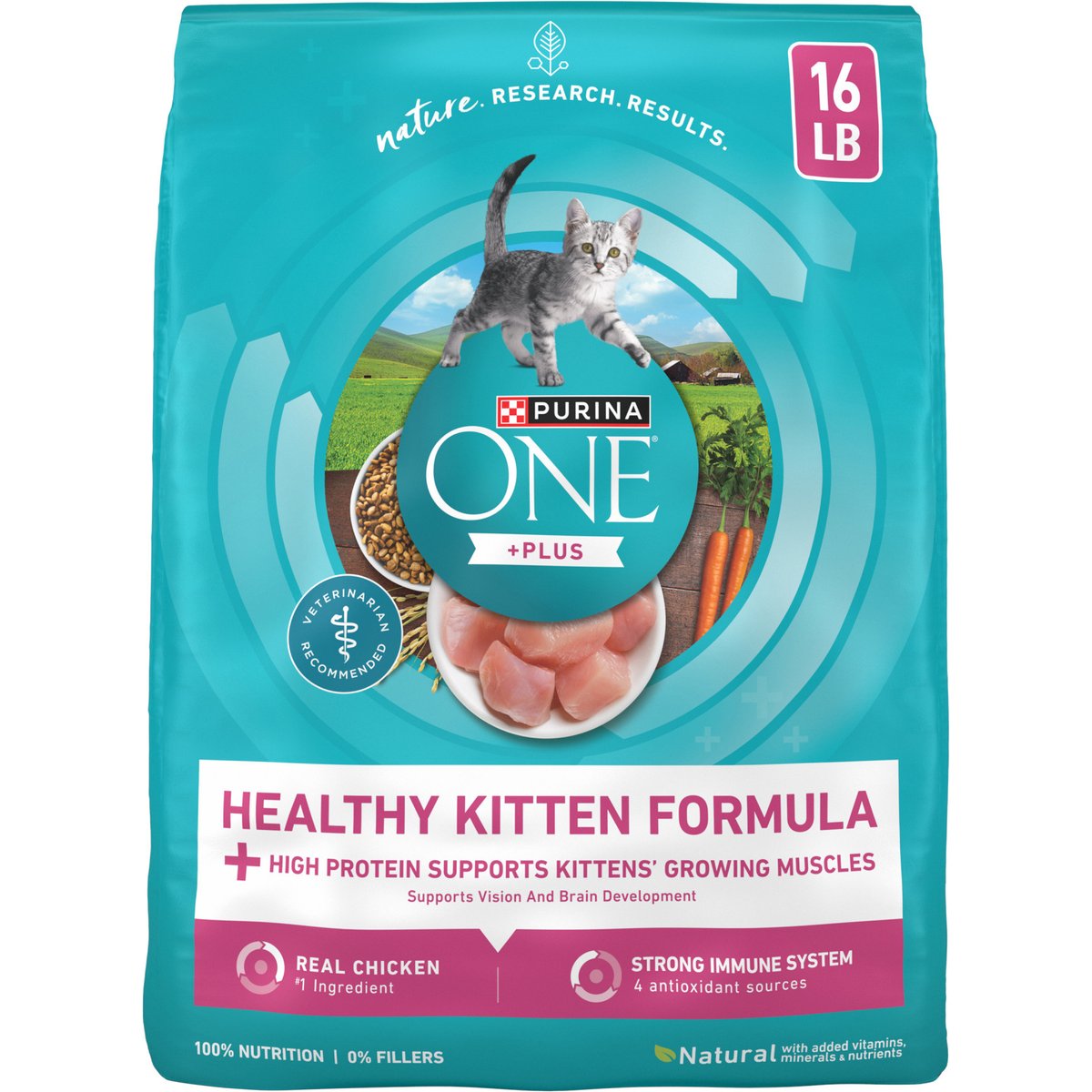 Purina ONE +Plus Healthy Kitten Muscle Vision & Brain Development Natural Dry Cat Food, 32-lb bundle