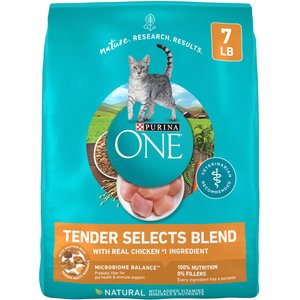 Purina ONE Tender Selects Blend with Real Chicken Digestive Formula Dry Cat Food, 7-lb bag