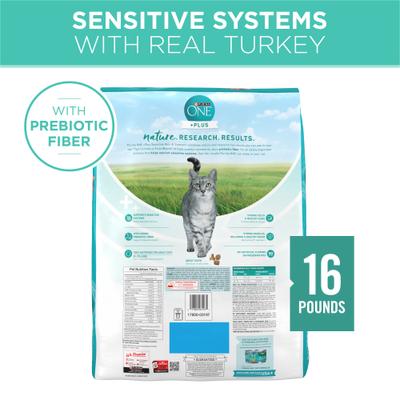 Show full view: Purina ONE +Plus Sensitive Skin & Stomach Adult Natural Digestive Dry Cat Food, 16-lb bag slide 5 of 13