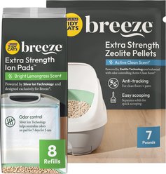 Tidy Cats Breeze Enhanced Active Clean Scent Litter Pellets & Multi-Cat Pads Bundle Pack
