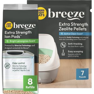 Tidy Cats Breeze Enhanced Active Clean Scent Litter Pellets & Multi-Cat Pads Bundle Pack