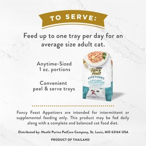 Fancy Feast Appetizers Light Meat Tuna with a Scallop Topper Lickable Cat Treats, 1.1-oz tray, case of 10