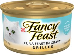 Fancy Feast Grilled Tuna Feast in Gravy Canned Cat Food, 3-oz can, case of 24