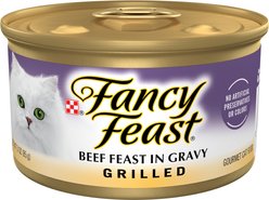 Fancy Feast Grilled Beef Feast in Gravy Canned Cat Food, 3-oz can, case of 24