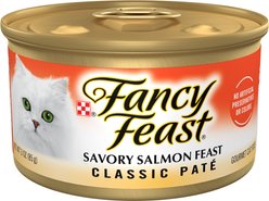 Fancy Feast Classic Savory Salmon Feast Canned Cat Food, 3-oz can, case of 24
