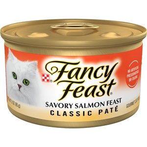 Fancy Feast Classic Savory Salmon Feast Canned Cat Food, 3-oz can, case of 24