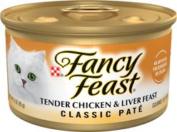Fancy Feast Classic Pate Tender Chicken & Liver Feast Wet Cat Food, 3-oz, case of 24