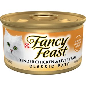 Fancy Feast Classic Pate Tender Chicken & Liver Feast Wet Cat Food, 3-oz, case of 24