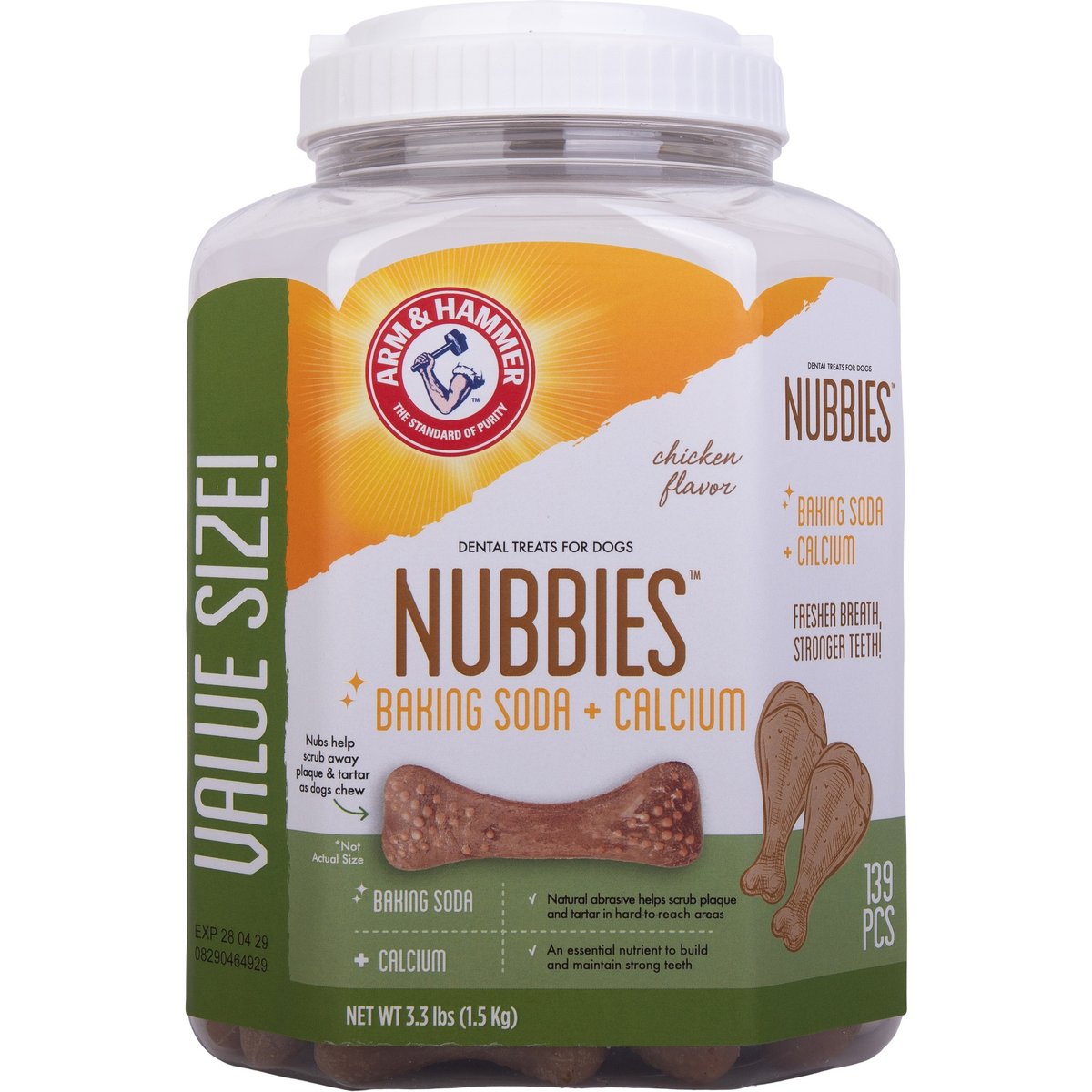 Arm & Hammer Products Nubbies Tartar Control Original Chicken Flavor Dog Dental Chews, 139 count