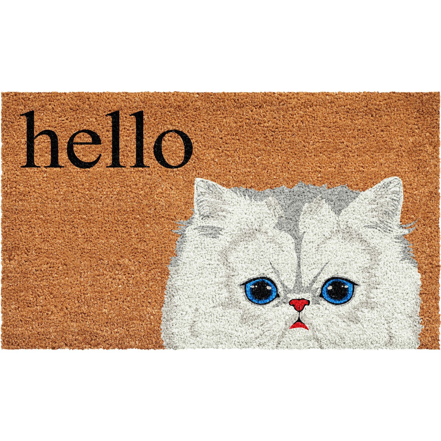 Calloway Mills White Persian Cat Outdoor Doormat, 17 x 29-in