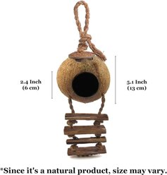 SunGrow Coconut Shell Gecko Hideout & Hanging Hut with Ladder Perch Reptile Climbing Cave for Crested Gecko, Anole & Small Lizards Terrarium slide 2 of 6