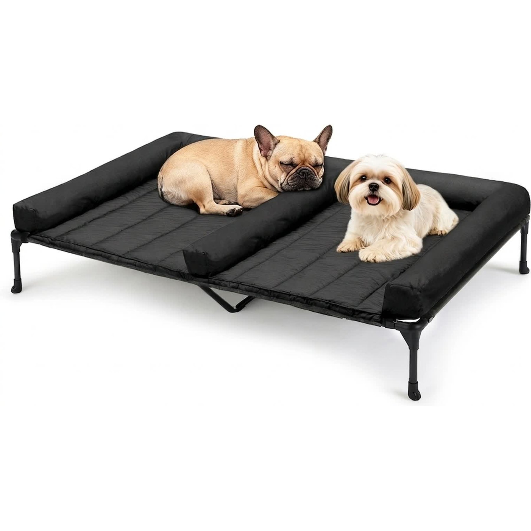 Veehoo Double Dog Elevated Dog Bed, Black, X-Large
