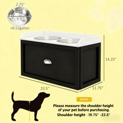 Zeus & Ruta Food Storage Wooden Dog Dish Bowl Set with Storage, Black, Medium slide 2 of 6