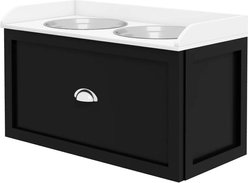 Zeus & Ruta Food Storage Wooden Dog Dish Bowl Set with Storage, Black, Medium slide 1 of 6