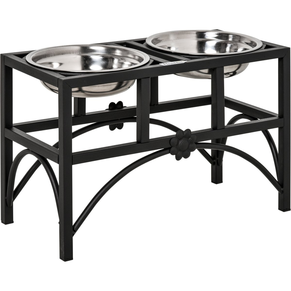Zeus & Ruta Elevated Food Storage Metal Dog Food Bowl, Black, Medium