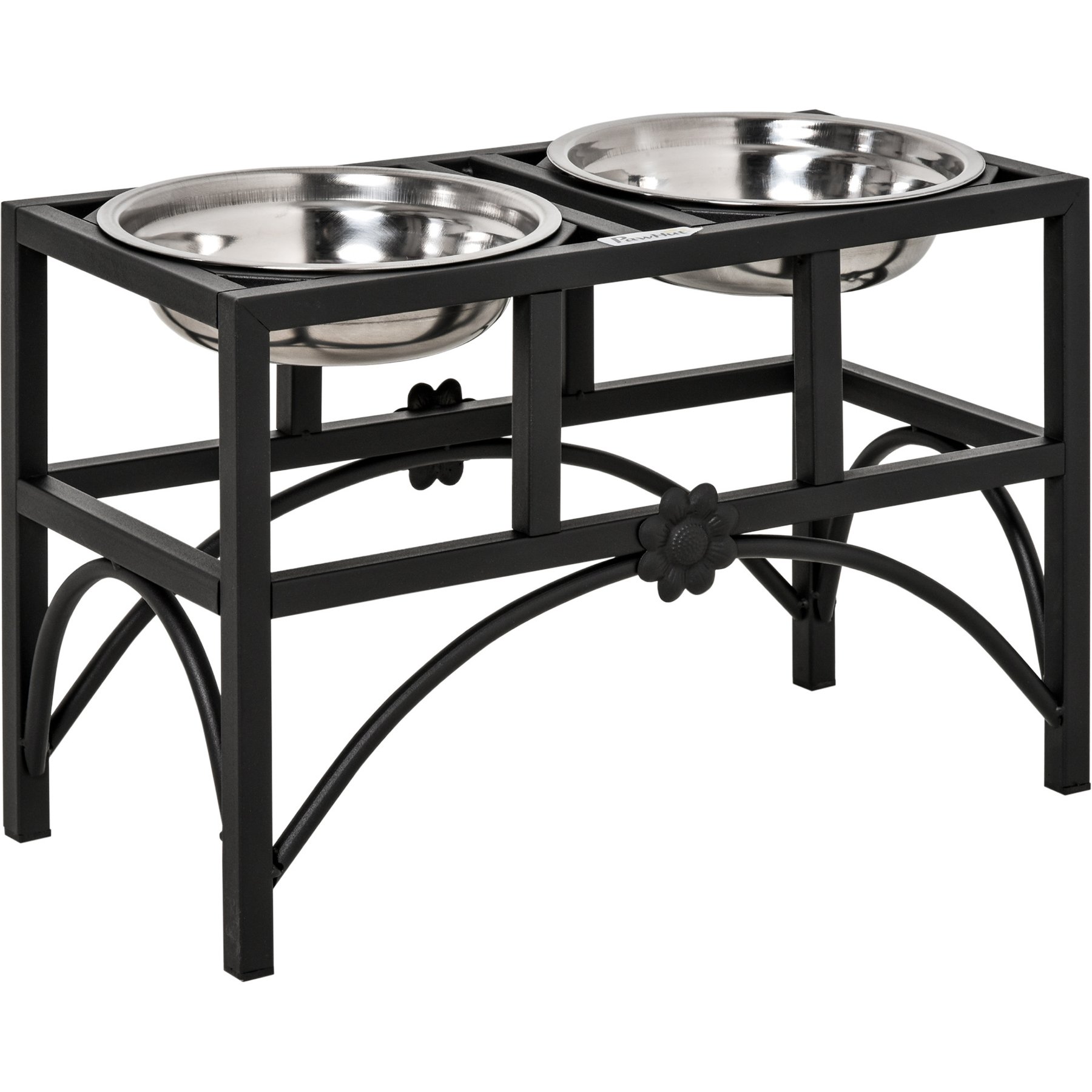 Zeus & Ruta Elevated Food Storage Metal Dog Food Bowl, Black, Medium
